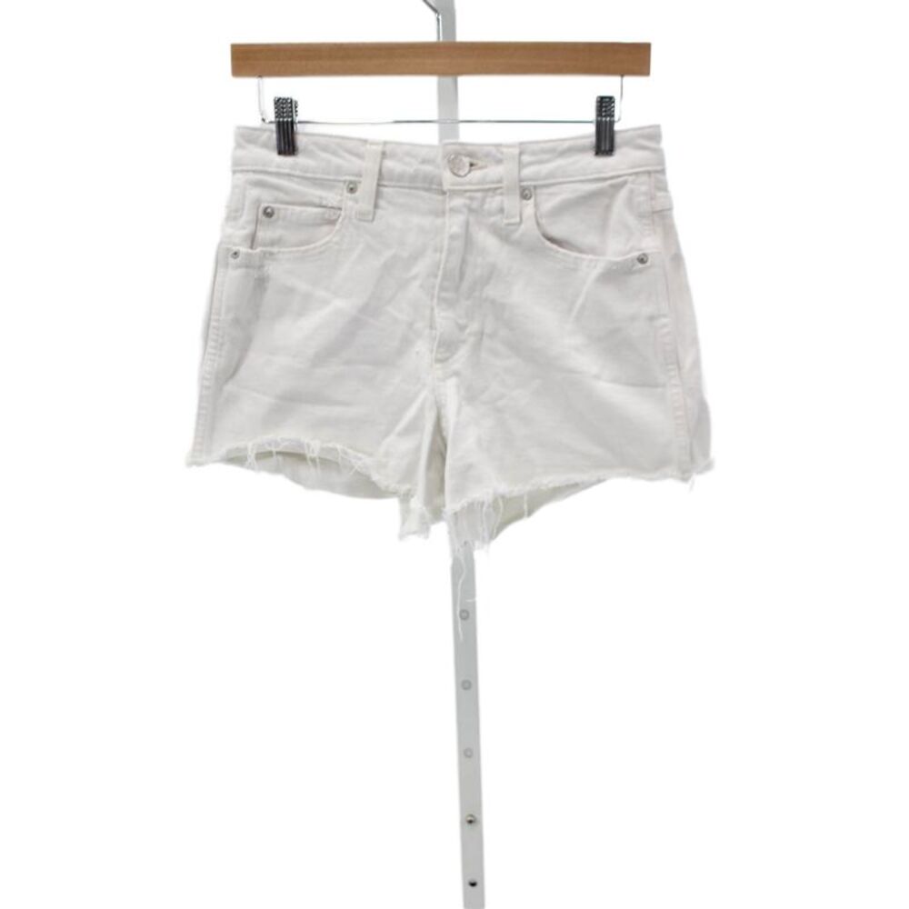 Amo Womens Cut-Off White Denim Shorts Button Size 28
